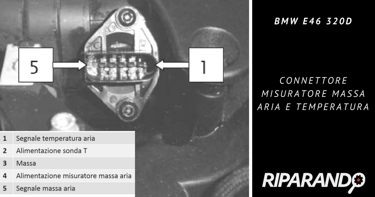 BMW E46 320d, connettore misuratore massa aria e temperatura